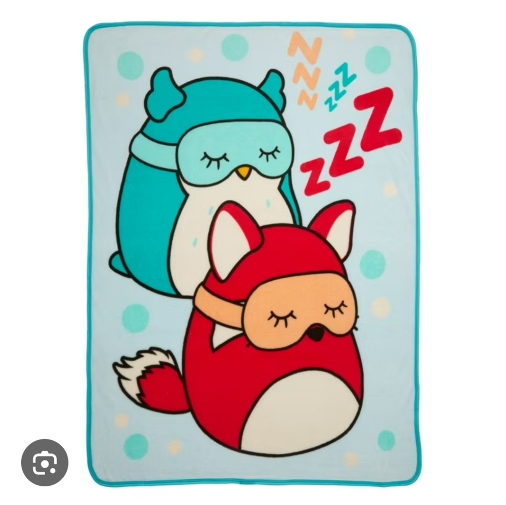 Squishmallows Fleece Throw Blanket With Sleeping Fifi The Fox & Winston The Owl